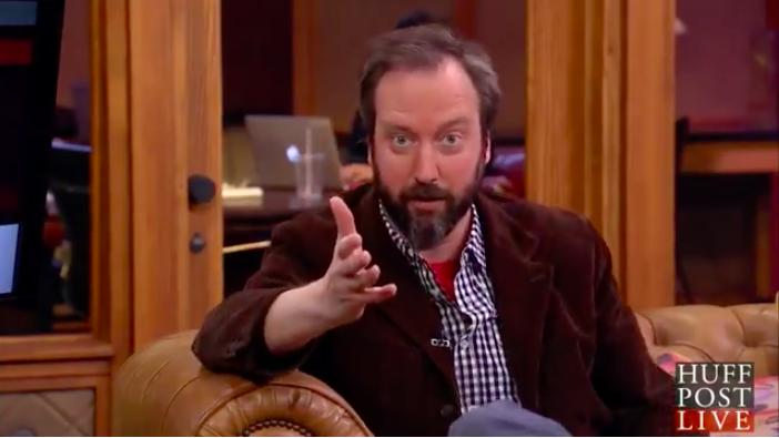 Comedian Tom Green discussing his experience with testicular cancer, urging viewers to overcome embarrassment and seek medical check-ups for early detection.
